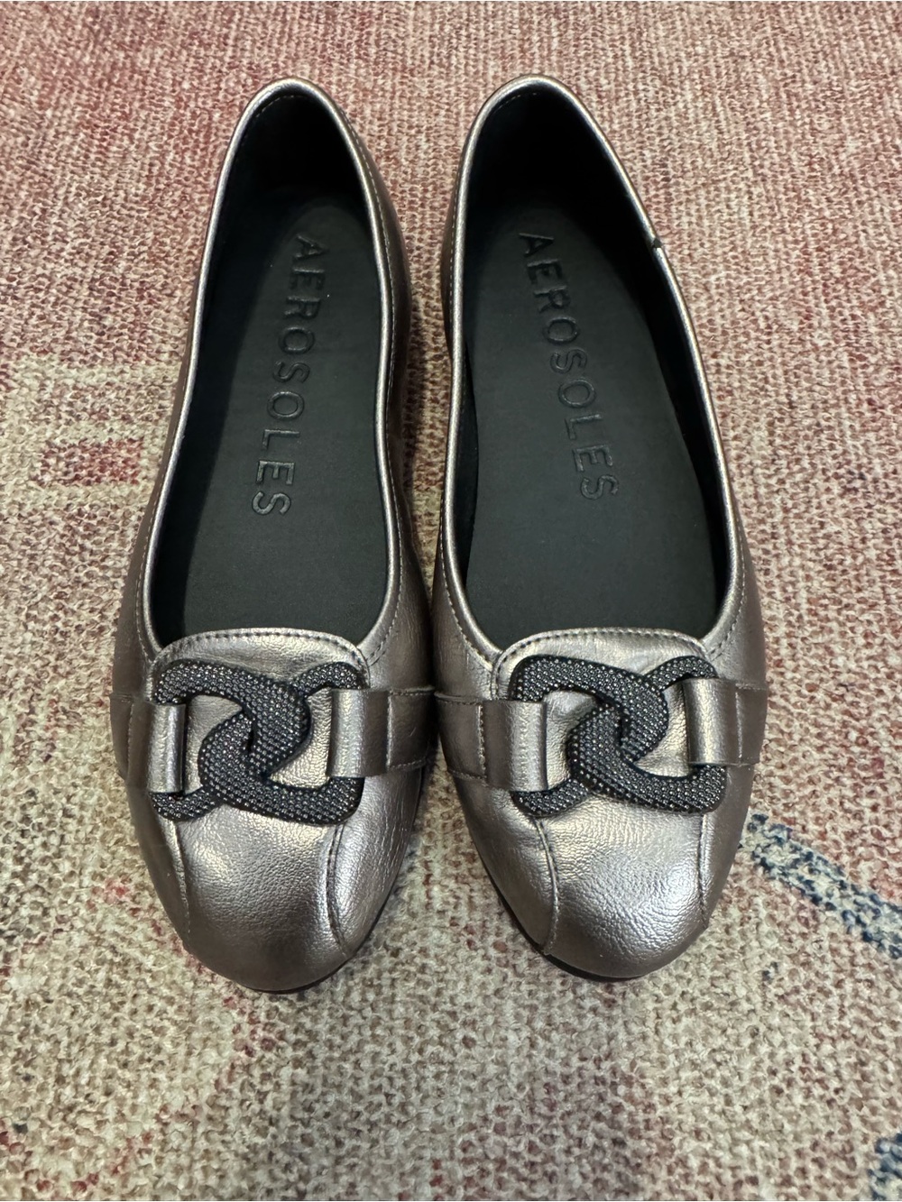 Aerosoles ballet flats metallic vegan leather size 8 like new